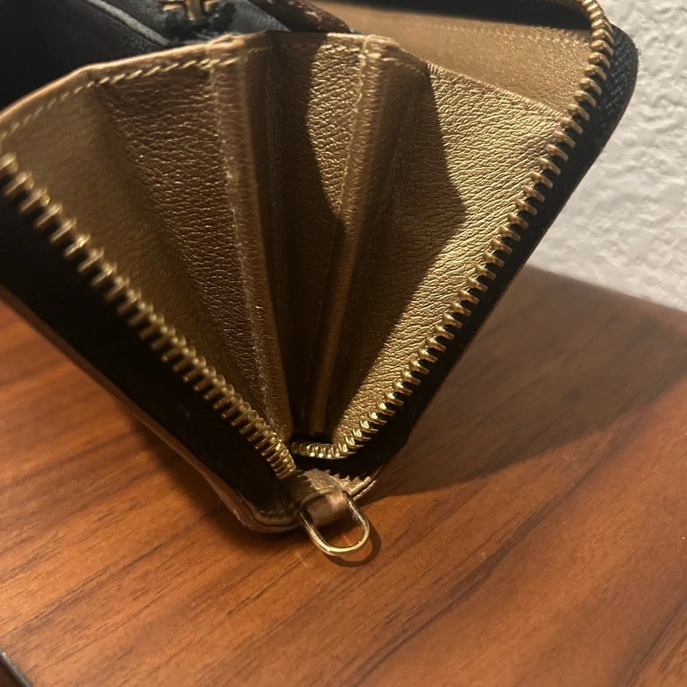 Loewe Metallic Gold Zip Wallet